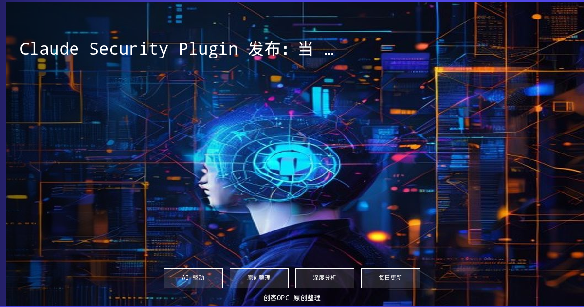 Claude Security Plugin 发布：当 AI 编码助手学会审代码，DevSecOps 迎来范式转折