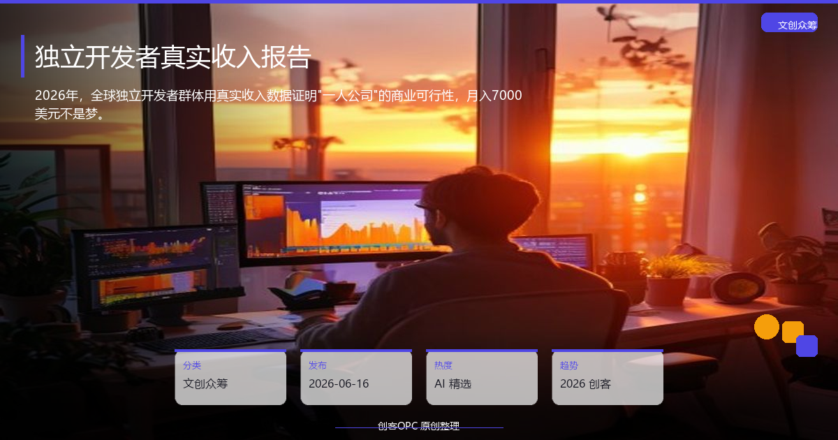 独立开发者真实收入报告：月入7000美元不是梦，AI工具如何重塑个人创业